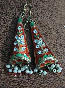 2 pairs Meenakari Statement Earrings