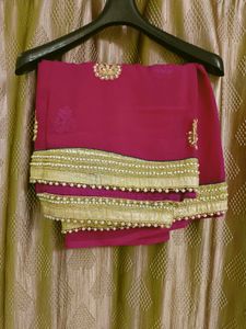 Beautiful Pink Saree With Blouse