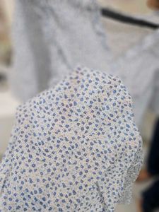Cute Blue Polka Dot Ruffle Top