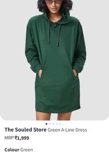 Hoodie Dress: Olive Green