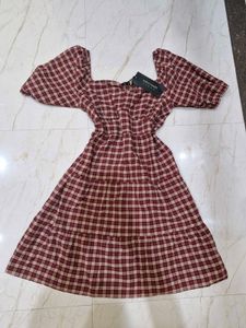 Women Checked Fit And Flare Mini Dress