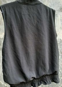 Black Ruffle Pearl Embellished Top
