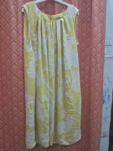 Yellow & White Sleeveless Dress