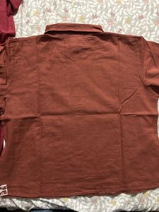 Floral Embroidered Brown Shirt