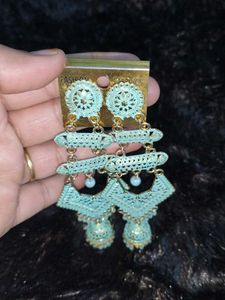 Elegant Dangle Earrings Sky Blue Colour