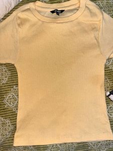 Yellow Ribbed Knit Top