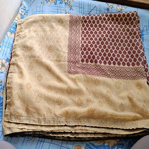Beautiful Light Silky Cotton Beige Saree🍬