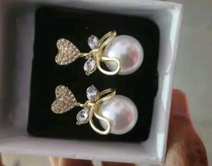 Pearl Heart Dangle Earrings