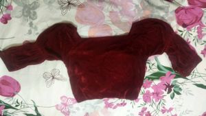 Maroon Velvet Blouse