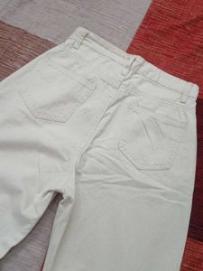 Off White Cotton Jeans