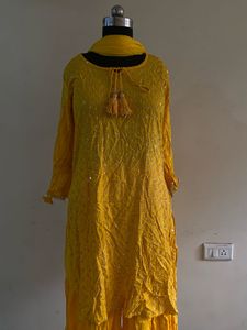 Yellow Embellished Sharara Suit