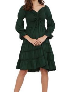 Emerald Green Tiered Mini Dress