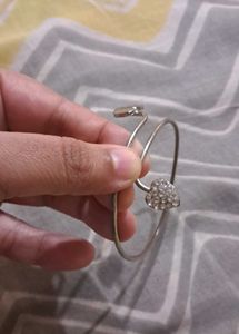 Heart Silver Bangle Bracelet