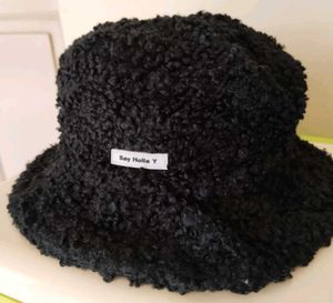 Black Fuzzy Bucket Hat