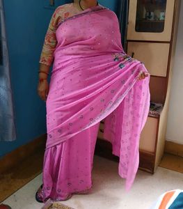 Pink Heavy Saree For Woman