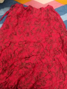 Red Floral Print Skirt