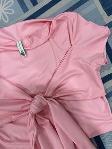 New me Pink Tie-Front Top