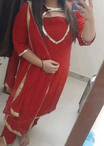 Red Georget Kurta Pant Stylish