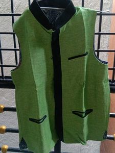 Green Linen Blend Vest