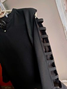 Black Cutout Sleeve Top