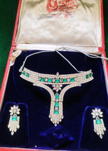Green Stone Ad Diamond Studded Necklace