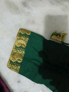 Orange Striped Sari Blouse, Green Cotton Saree Blo
