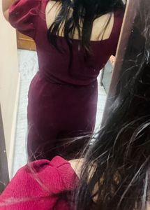 Elegant Maroon Puff Sleeve Jumpsuit |