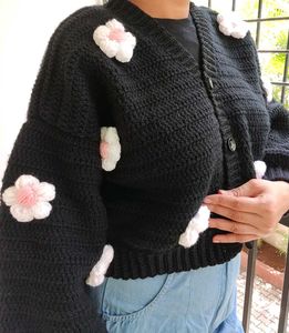Crochet Black Cardigan