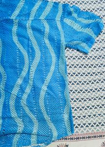 Cool Blue Wavy Mesh Shirt