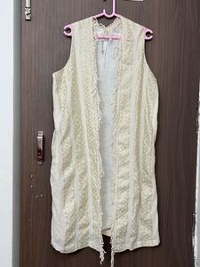 Ethnic Sleeveless Shrug Khadi stuff for 40-42 size