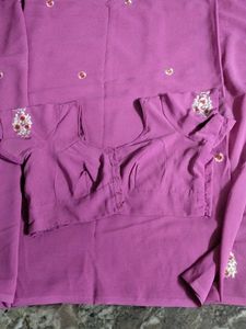 Saree with maching Blouse.