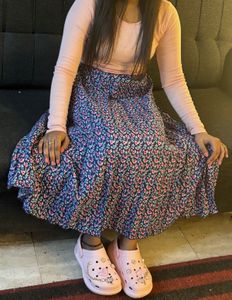 Floral Printed Pleated Skirt
