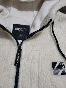 White Fleece Hoodie Jacket
