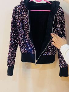 Sparkly Sequin Zip-Up Hoodie