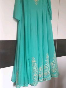 New Firozi Biba Anarkali Kurta With Dupatta