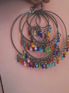 Colorful Beaded Hoop Earrings