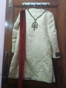 Wedding Kurta With Dupatta and Maroon Pajami