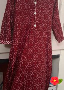 Red Printed Kurta Set