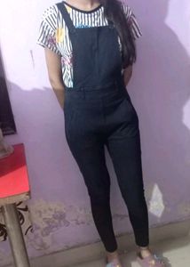 Woman Black Dungaree