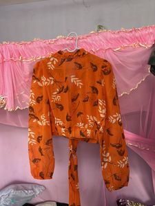 Orange Floral Crop Top