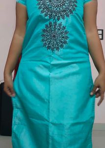 Teal Embroidered Kurta