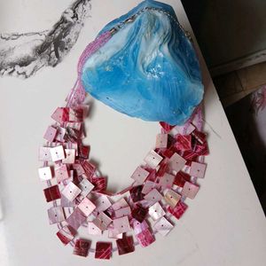 Pink Bead Strand Neckpiece