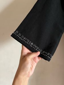 Black And White Short Chikankari Kurta
