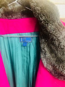Vintage Pink Coat with Fur Collar