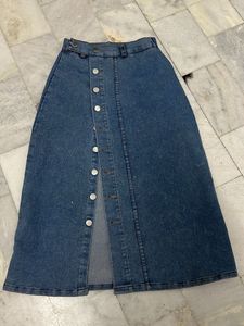 Denim Button-Down Skirt