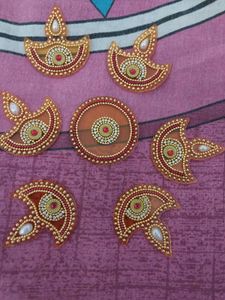 Acrylic Rangoli Golden With Pearl Work