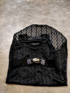 Black Lace Hi-Lo Dress