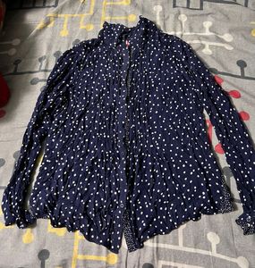 Navy Polka Dot Long Sleeve Top