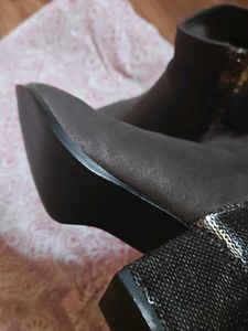 Ajio Stylish Ankle Boots with Sequin Detail