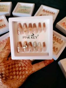 Pink Key Press-On Nails